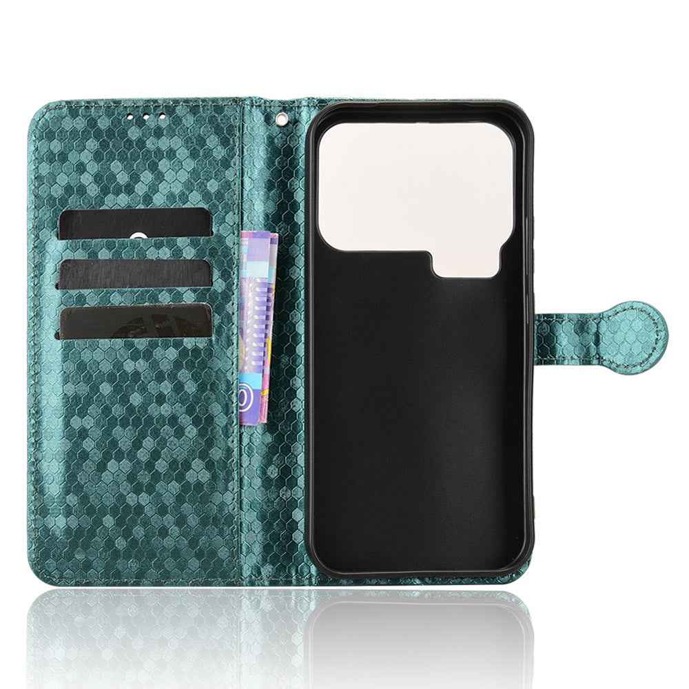 For Xiaomi 17 Pro Wallet Case Dot Pattern Imprint PU Leather Phone Cover with Wrist Strap - Green