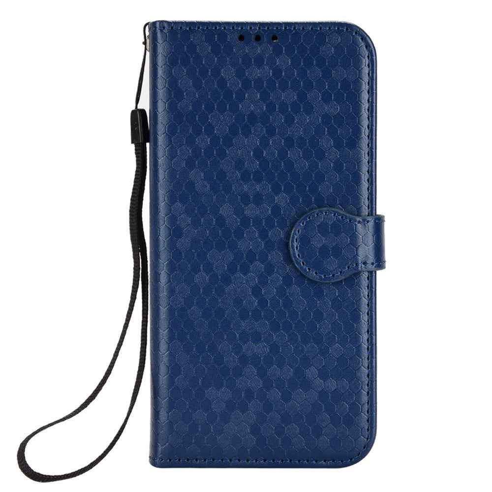 For Xiaomi 17 Pro Wallet Case Dot Pattern Imprint PU Leather Phone Cover with Wrist Strap - Dark Blue
