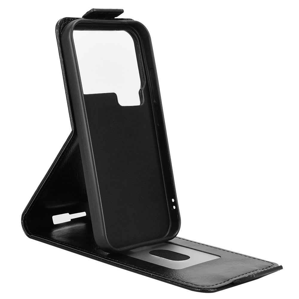 For Xiaomi 17 Pro Stand Case Magnetic Clasp Vertical Flip Leather Phone Cover with Card Holder - Black