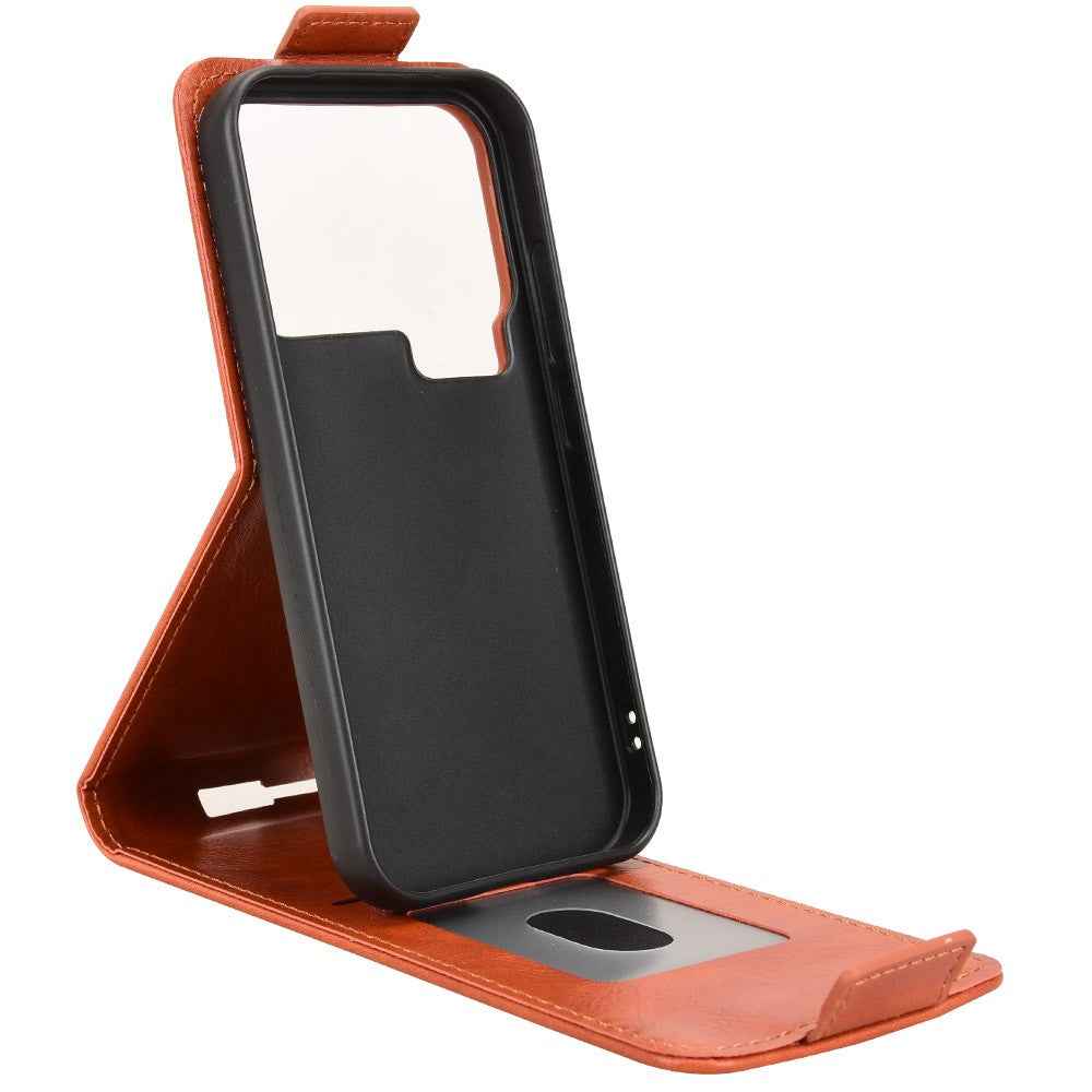 For Xiaomi 17 Pro Stand Case Magnetic Clasp Vertical Flip Leather Phone Cover with Card Holder - Orange