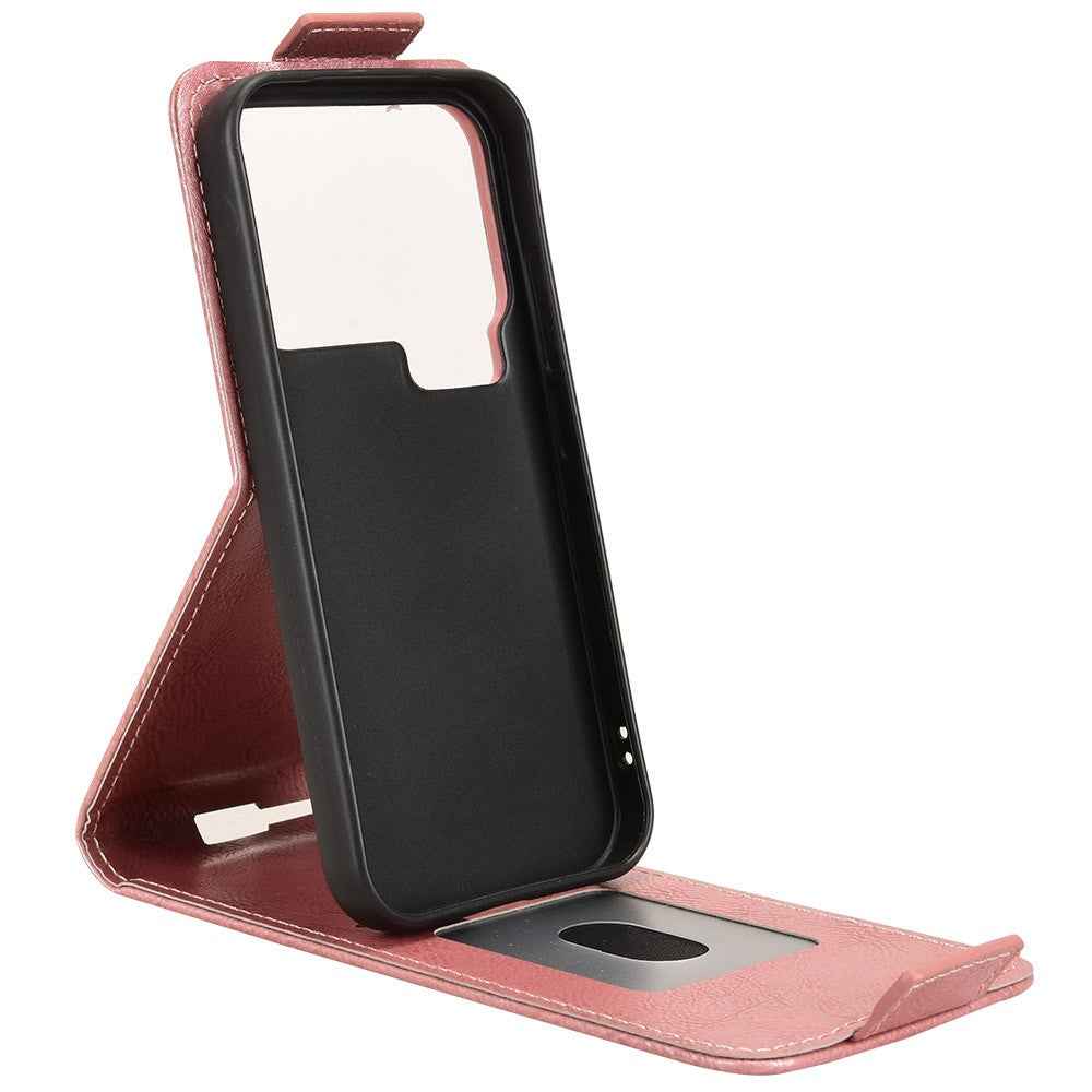 For Xiaomi 17 Pro Stand Case Magnetic Clasp Vertical Flip Leather Phone Cover with Card Holder - Rose Gold