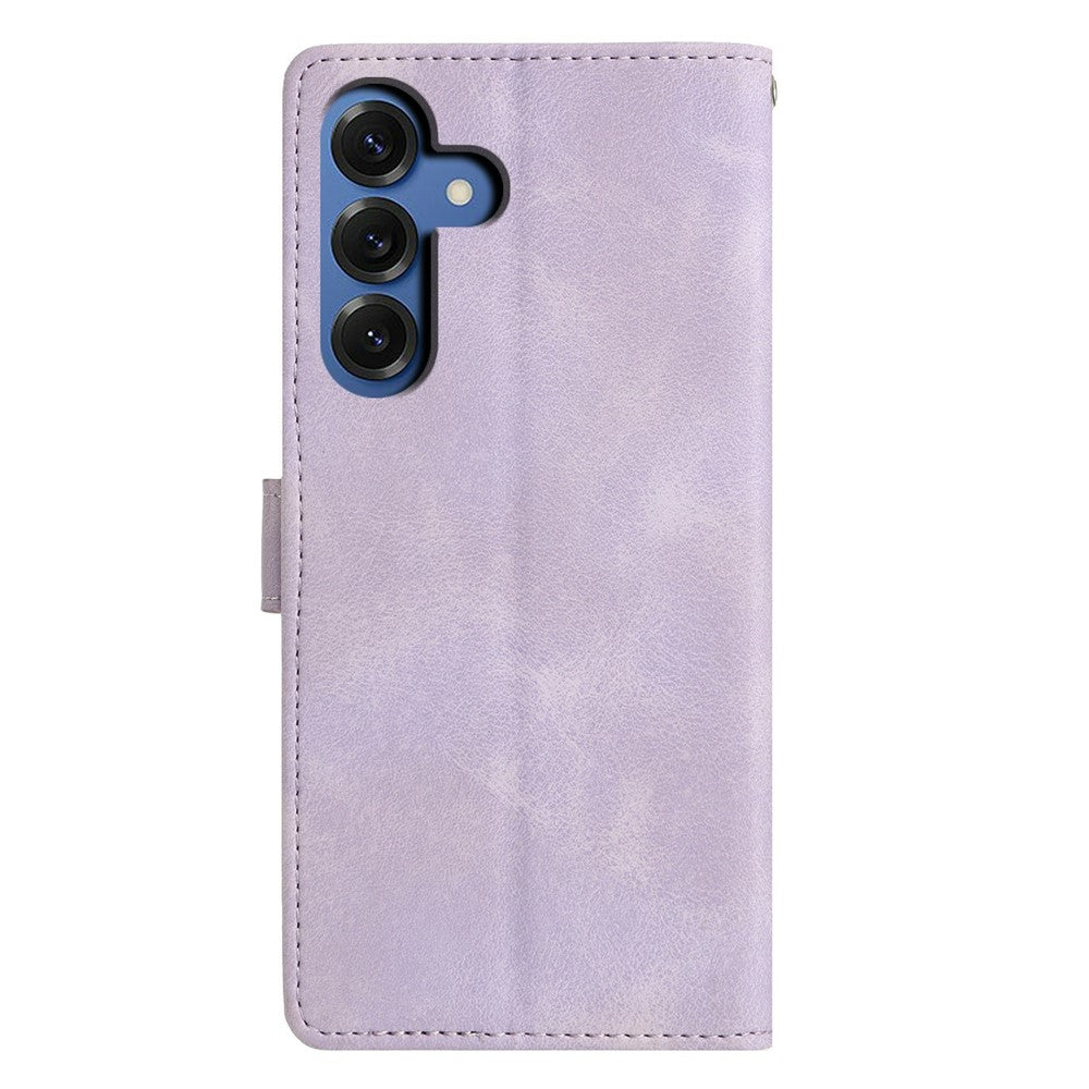 For-Samsung-Galaxy-S26-/-S26-Pro-Case-Wallet-Stand-Imprinted-Triangle-Pattern-Leather-Phone-Flip-Cover-Purple