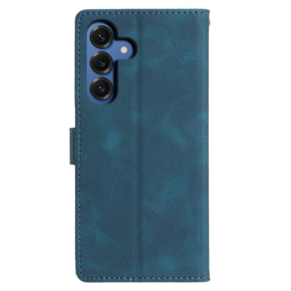 For-Samsung-Galaxy-S26-/-S26-Pro-Case-Wallet-Stand-Imprinted-Triangle-Pattern-Leather-Phone-Flip-Cover-Blue