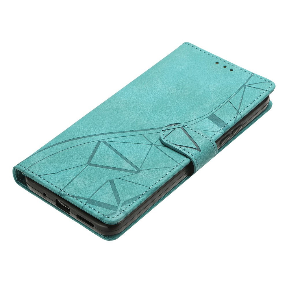 For-Samsung-Galaxy-S26-/-S26-Pro-Case-Wallet-Stand-Imprinted-Triangle-Pattern-Leather-Phone-Flip-Cover-Green