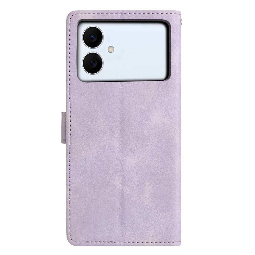 For-Samsung-Galaxy-S26-Edge-Case-Wallet-Stand-Imprinted-Triangle-Pattern-Leather-Phone-Flip-Cover-Purple