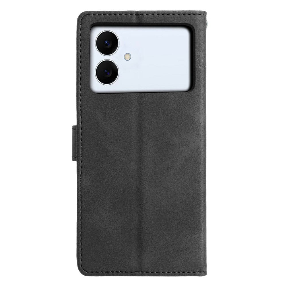 For-Samsung-Galaxy-S26-Edge-Case-Wallet-Stand-Imprinted-Triangle-Pattern-Leather-Phone-Flip-Cover-Black