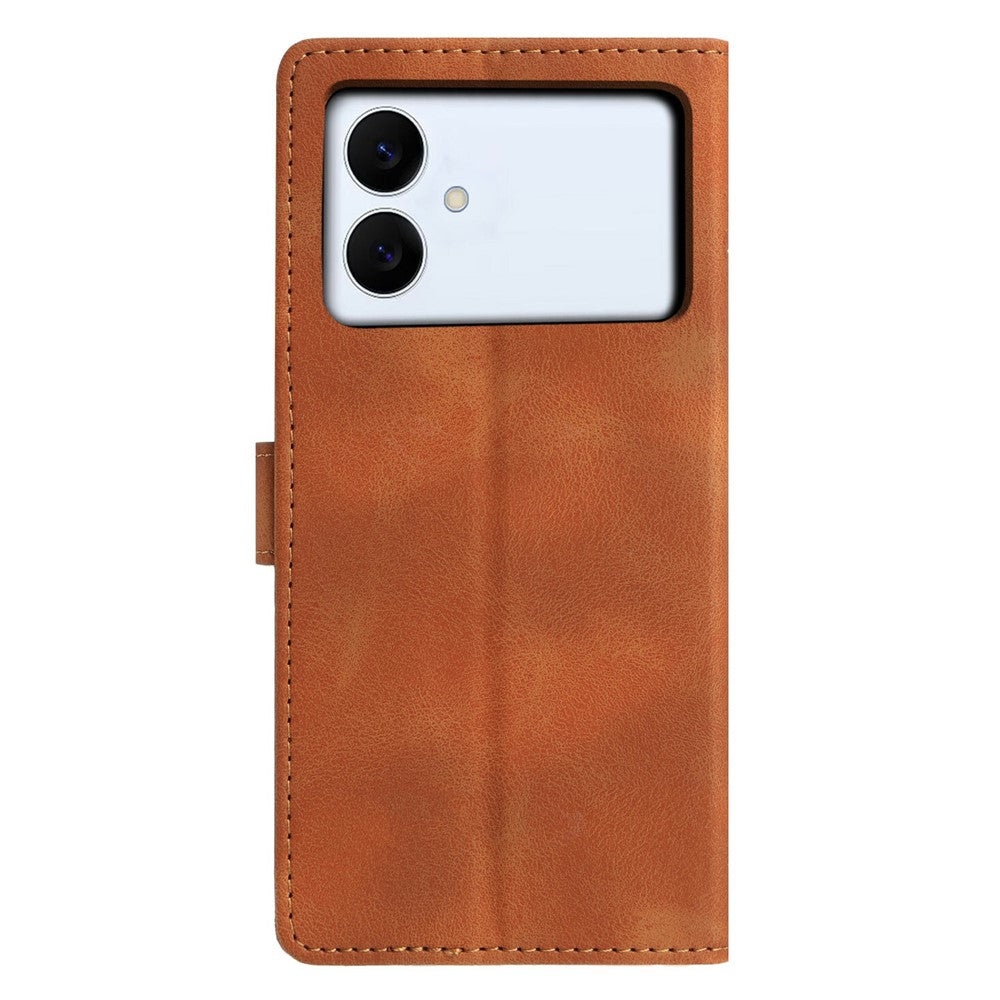 For-Samsung-Galaxy-S26-Edge-Case-Wallet-Stand-Imprinted-Triangle-Pattern-Leather-Phone-Flip-Cover-Brown