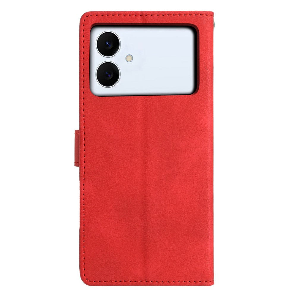 For-Samsung-Galaxy-S26-Edge-Case-Wallet-Stand-Imprinted-Triangle-Pattern-Leather-Phone-Flip-Cover-Red