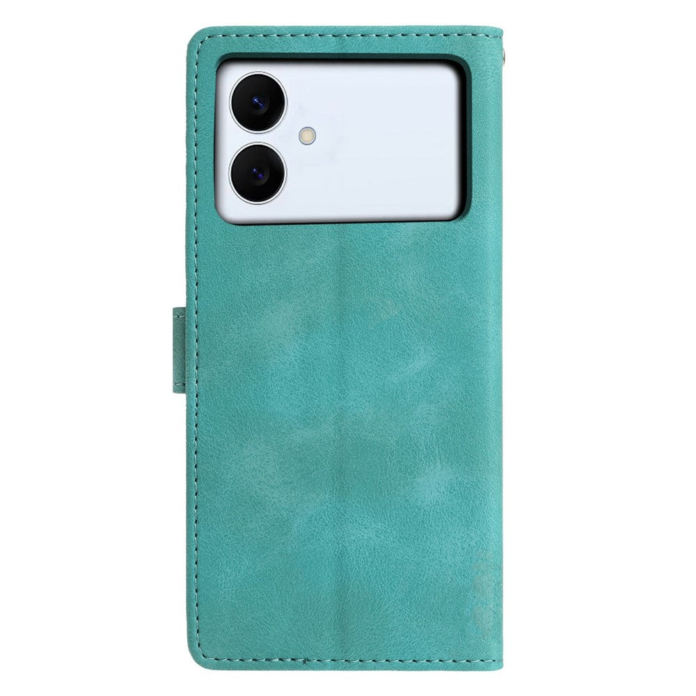 For-Samsung-Galaxy-S26-Edge-Case-Wallet-Stand-Imprinted-Triangle-Pattern-Leather-Phone-Flip-Cover-Green