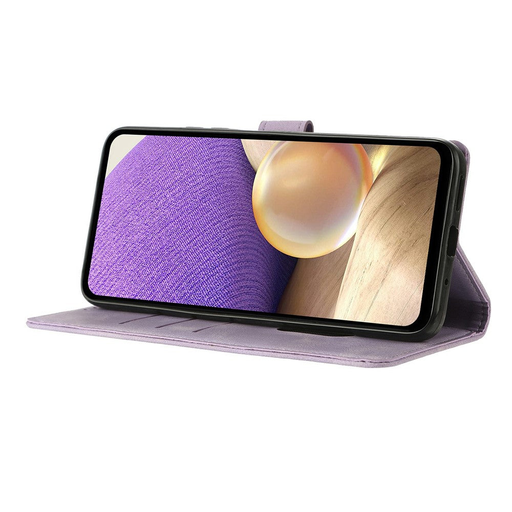 For-Samsung-Galaxy-S26-Ultra-Case-Wallet-Stand-Imprinted-Triangle-Pattern-Leather-Phone-Flip-Cover-Purple