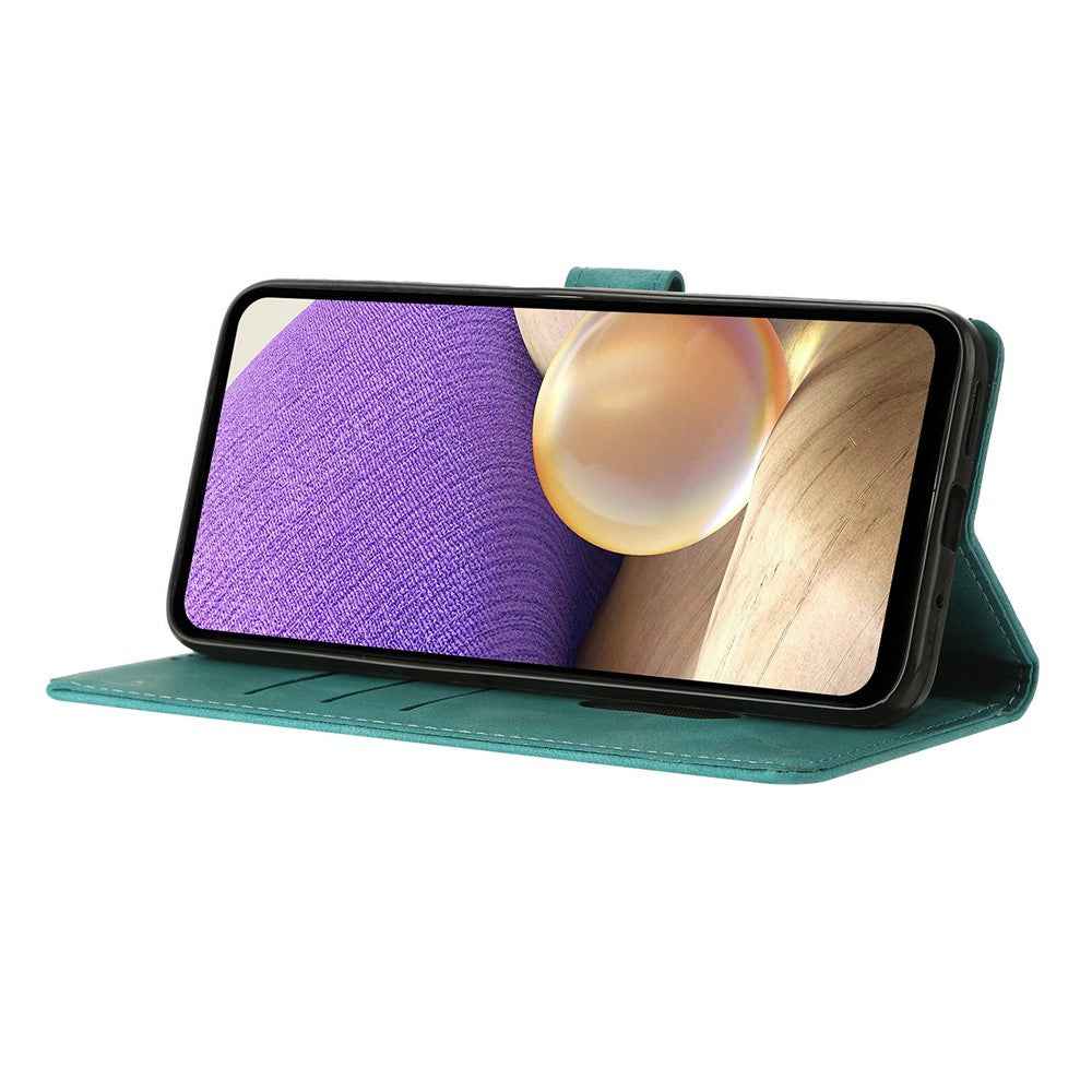 For Xiaomi 17 Pro Case Wallet Stand Imprinted Triangle Pattern Leather Phone Flip Cover - Green