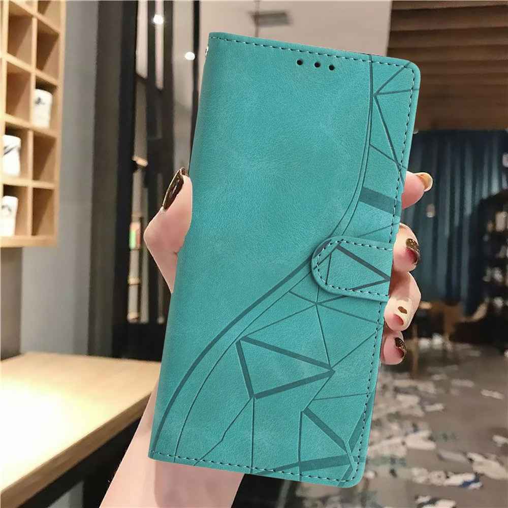 For Xiaomi 17 Pro Case Wallet Stand Imprinted Triangle Pattern Leather Phone Flip Cover - Green