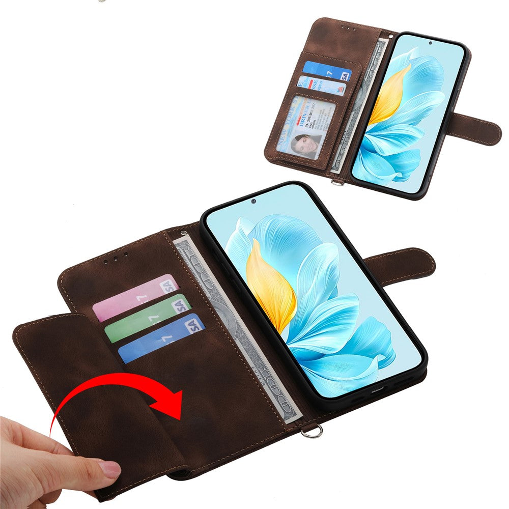For Xiaomi 17 Pro Max Case Flower Pattern PU Leather Wallet Phone Cover with Strap - Brown