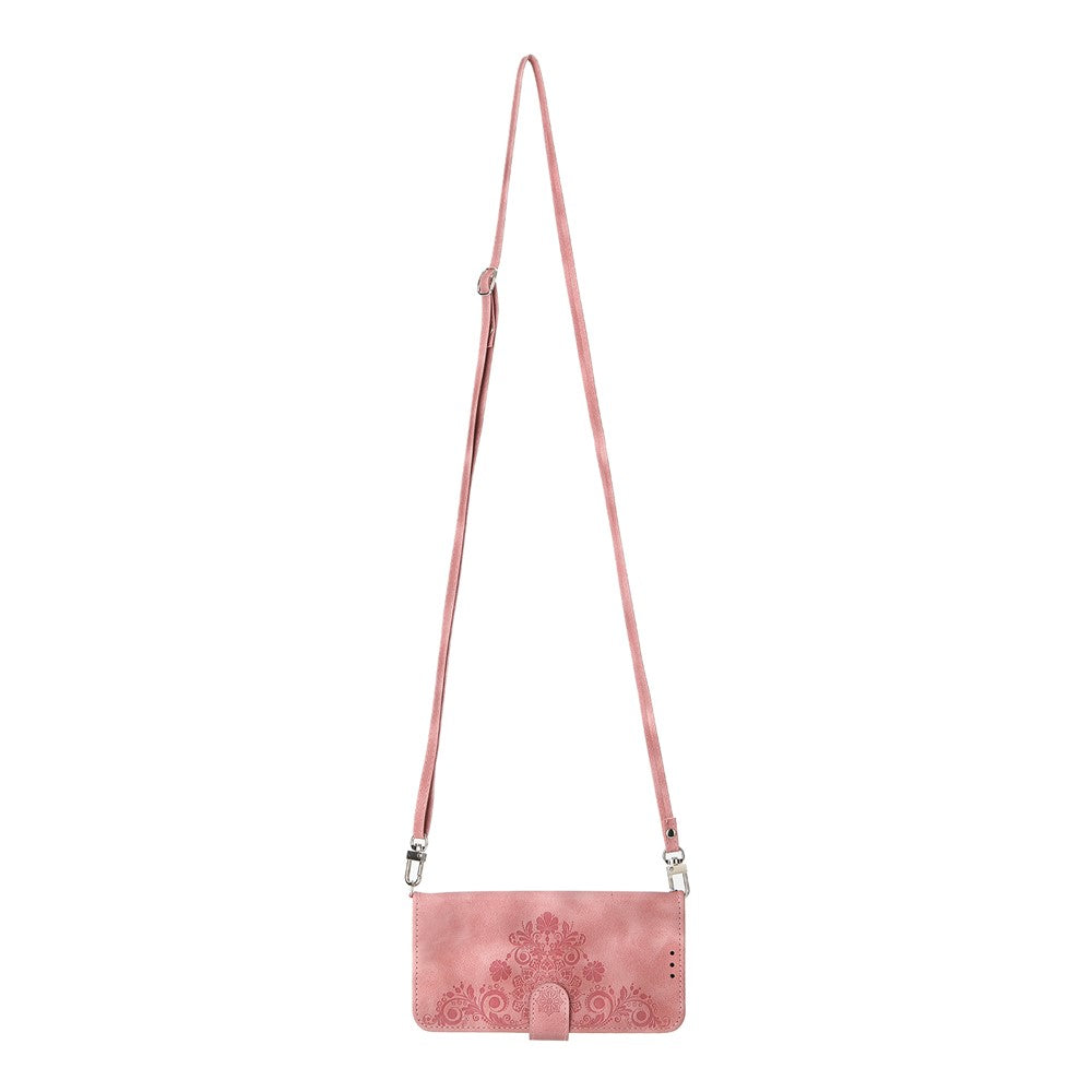 For Xiaomi 17 Pro Max Case Flower Pattern PU Leather Wallet Phone Cover with Strap - Pink