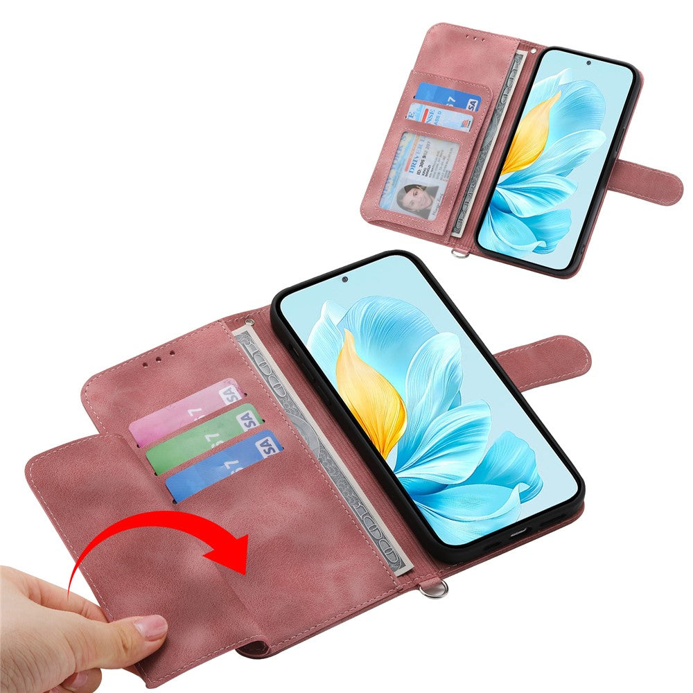 For Xiaomi 17 Pro Max Case Flower Pattern PU Leather Wallet Phone Cover with Strap - Pink