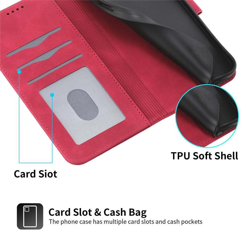 DIERFENG DF-03 For Xiaomi 17 Pro Max Case Lines Imprint Wallet Leather Phone Cover with Wrist Strap - Red