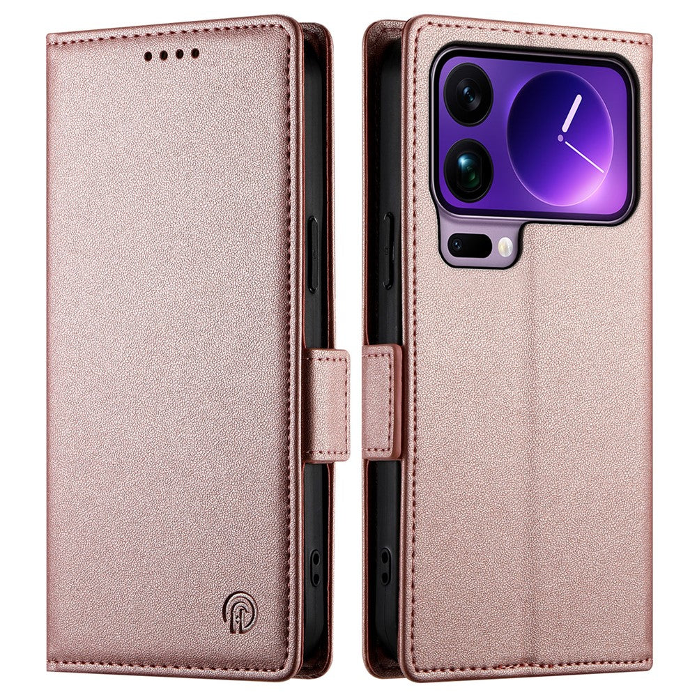 For Xiaomi 17 Pro Max Stand Case PU Leather Wallet Phone Cover - Rose Gold