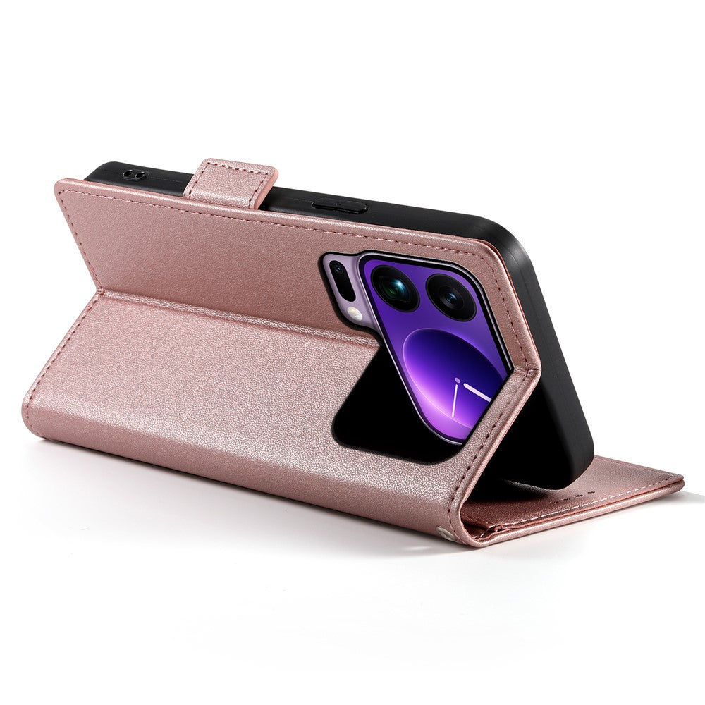 For Xiaomi 17 Pro Max Stand Case PU Leather Wallet Phone Cover - Rose Gold