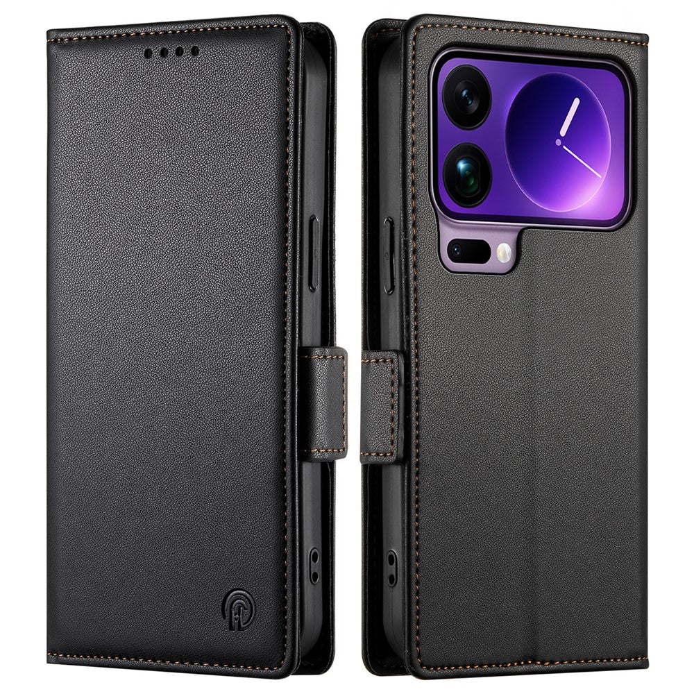 For Xiaomi 17 Pro Max Stand Case PU Leather Wallet Phone Cover - Black