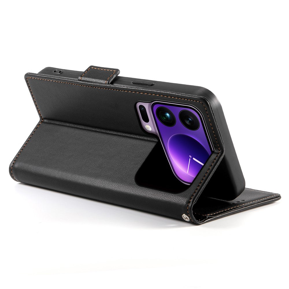 For Xiaomi 17 Pro Max Stand Case PU Leather Wallet Phone Cover - Black