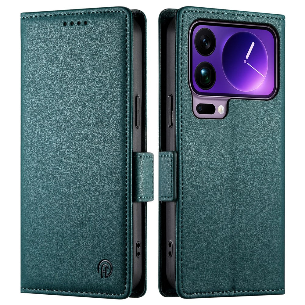 For Xiaomi 17 Pro Max Stand Case PU Leather Wallet Phone Cover - Blackish Green