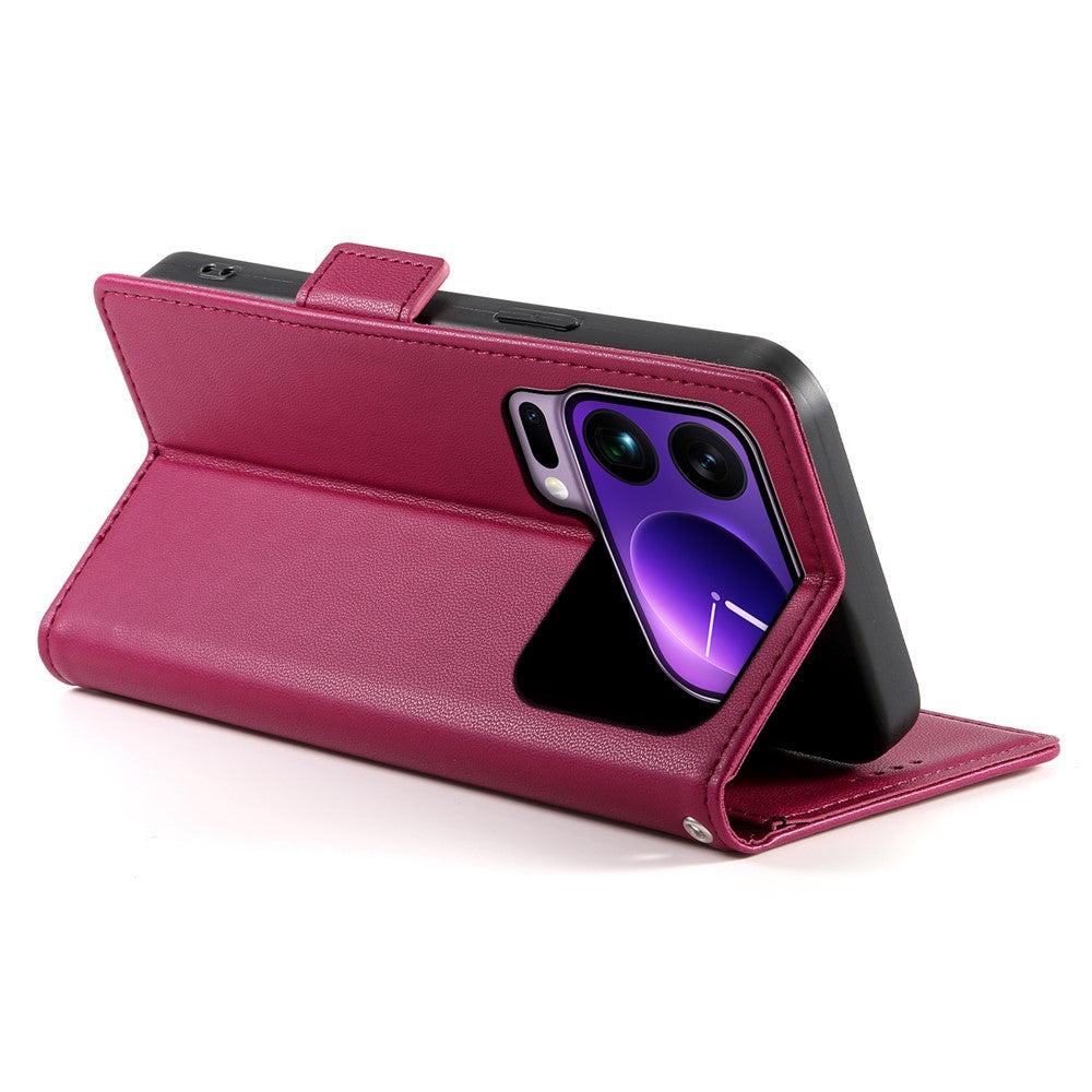 For Xiaomi 17 Pro Max Stand Case PU Leather Wallet Phone Cover - Wine Red