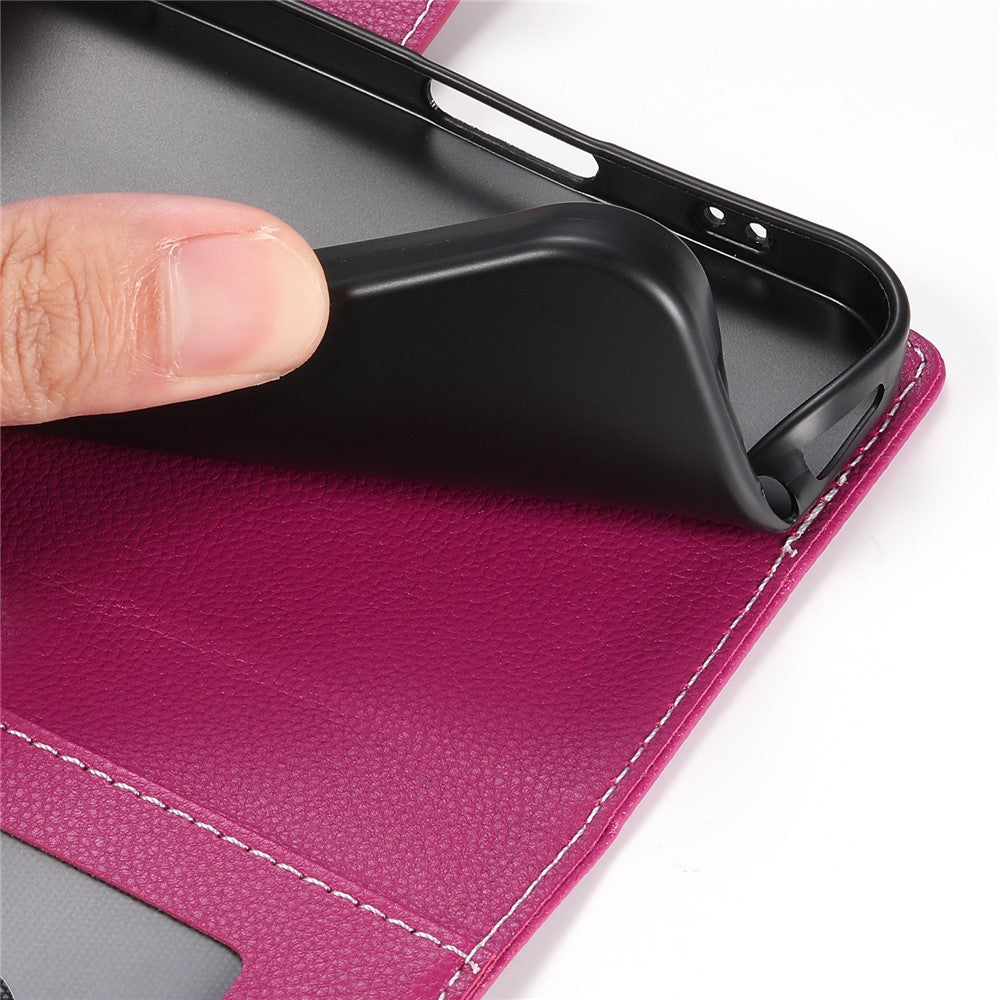 For Xiaomi 17 Pro Max Case Magnetic Snap Litchi Texture Leather Wallet Phone Cover with Wrist Strap - Rose