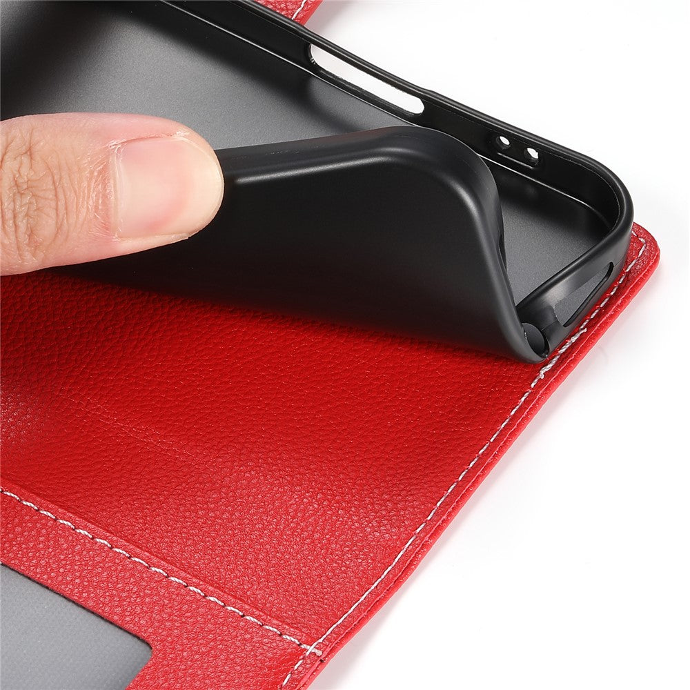 For Xiaomi 17 Pro Max Case Magnetic Snap Litchi Texture Leather Wallet Phone Cover with Wrist Strap - Red