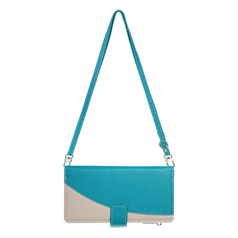For Xiaomi 17 Pro Max Case Zipper Wallet Color Splicing Leather Flip Phone Cover with Straps - Lake Blue