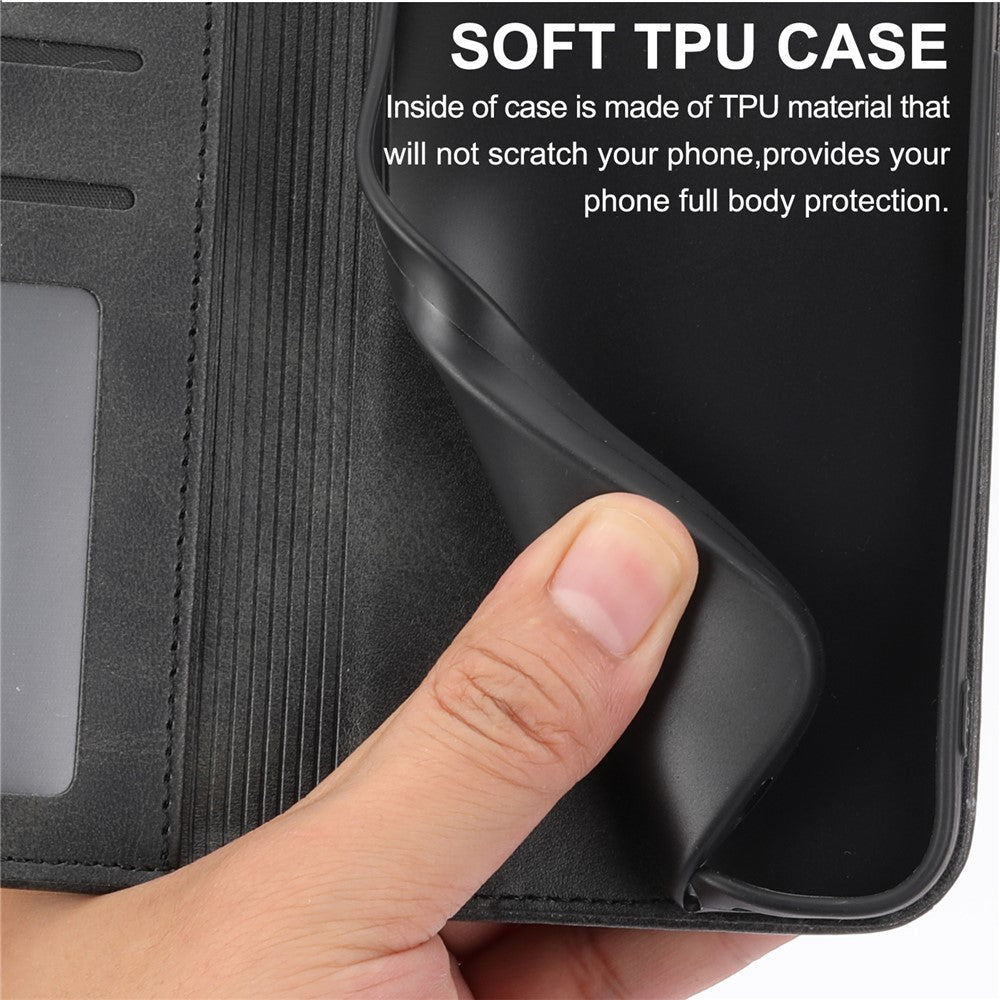 For Xiaomi 17 Pro Max Case Calf Texture PU Leather Wallet Phone Cover with Wrist Strap - Black