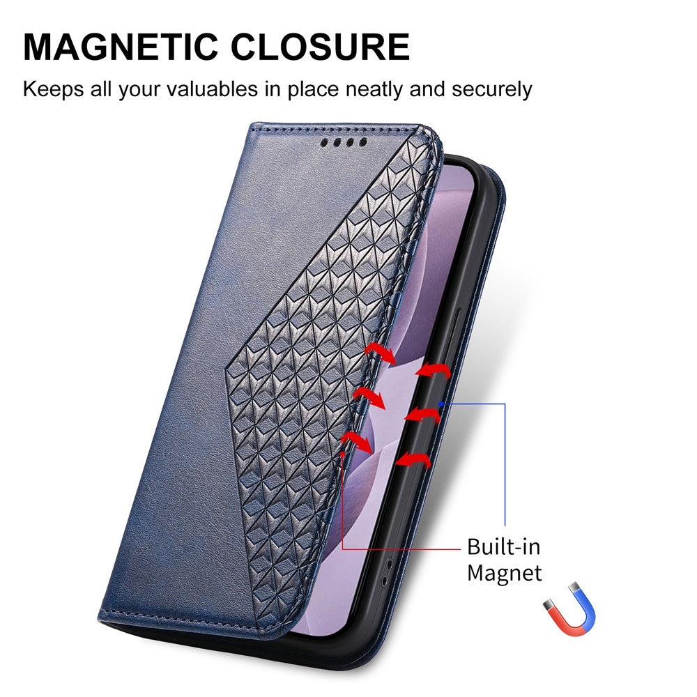 For Xiaomi 17 Pro Max Case Calf Texture PU Leather Wallet Phone Cover with Wrist Strap - Blue