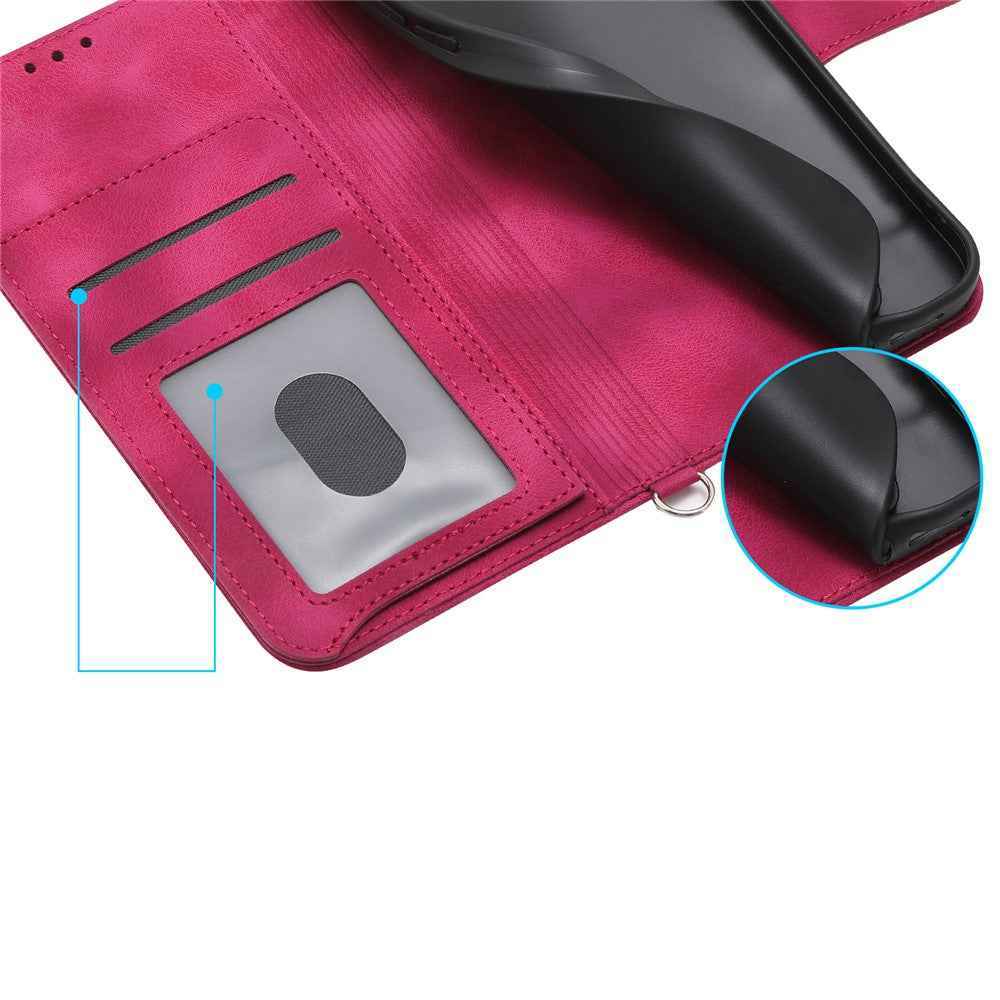 For Xiaomi 17 Pro Case Flower Pattern PU Leather Wallet Phone Cover with Strap - Wine Red