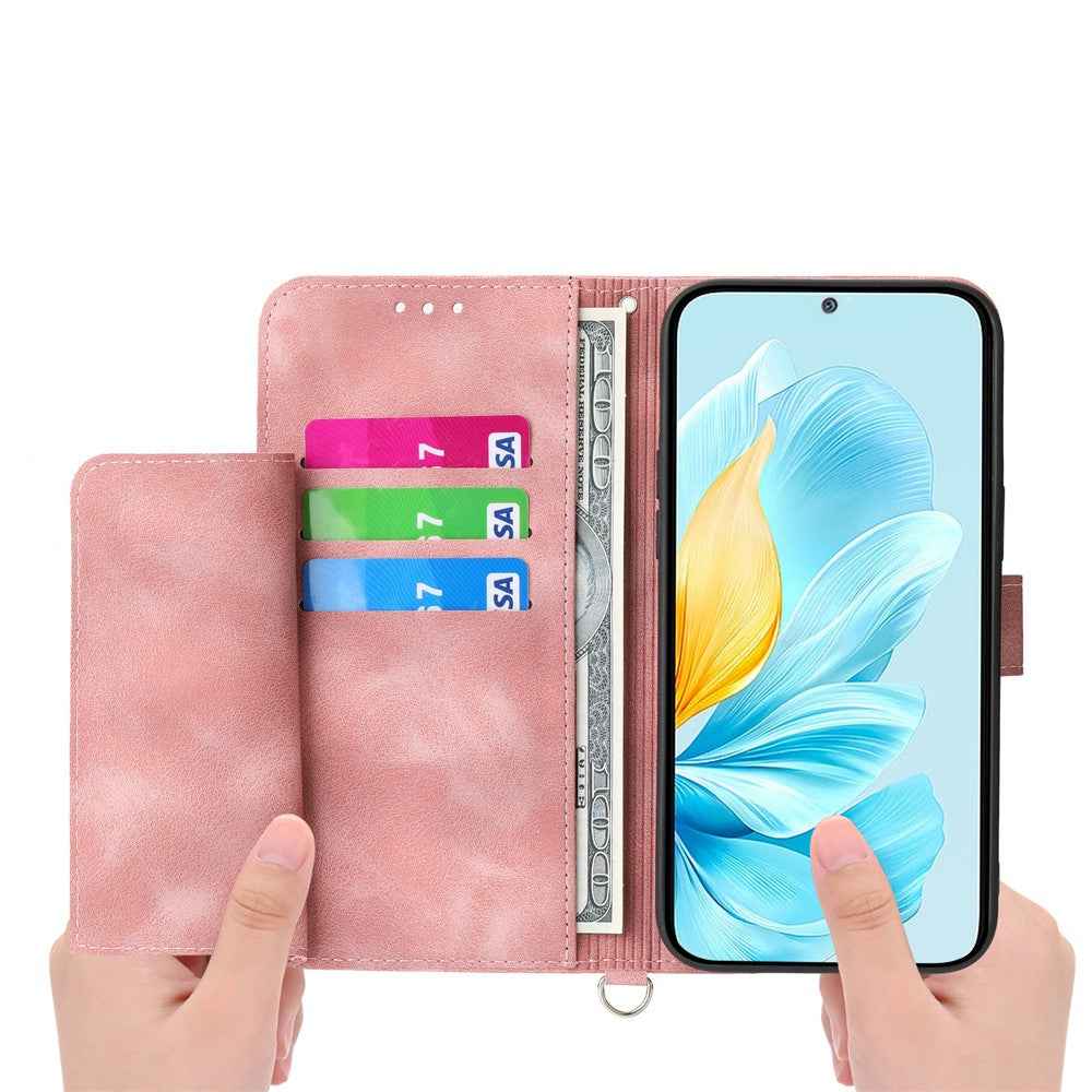 For Xiaomi 17 Pro Case Flower Pattern PU Leather Wallet Phone Cover with Strap - Pink