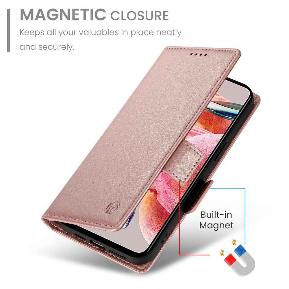 For Xiaomi 17 Pro Stand Case PU Leather Wallet Phone Cover - Rose Gold