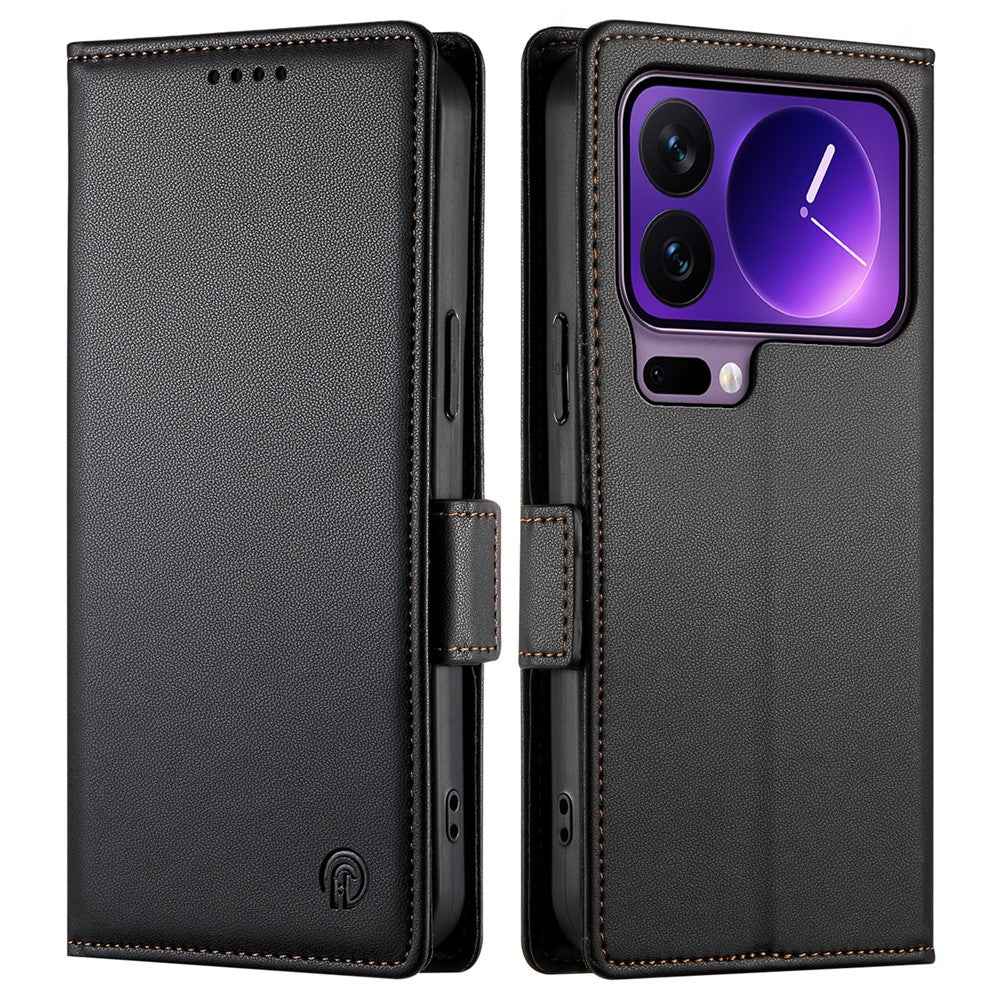 For Xiaomi 17 Pro Stand Case PU Leather Wallet Phone Cover - Black