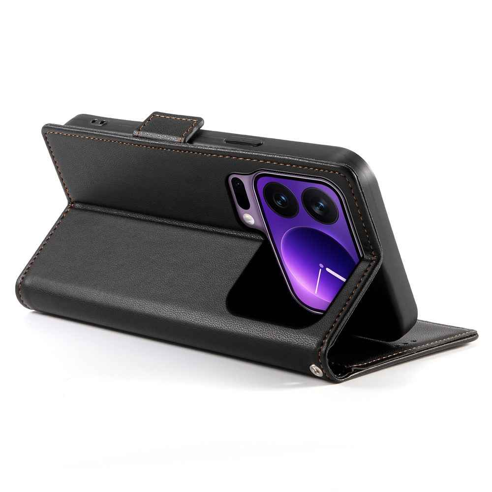 For Xiaomi 17 Pro Stand Case PU Leather Wallet Phone Cover - Black