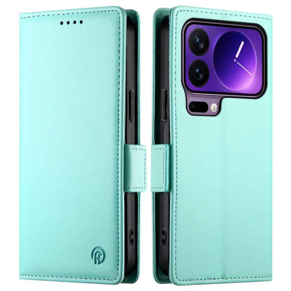 For Xiaomi 17 Pro Stand Case PU Leather Wallet Phone Cover - Mint Green
