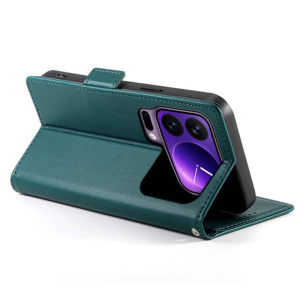 For Xiaomi 17 Pro Stand Case PU Leather Wallet Phone Cover - Blackish Green