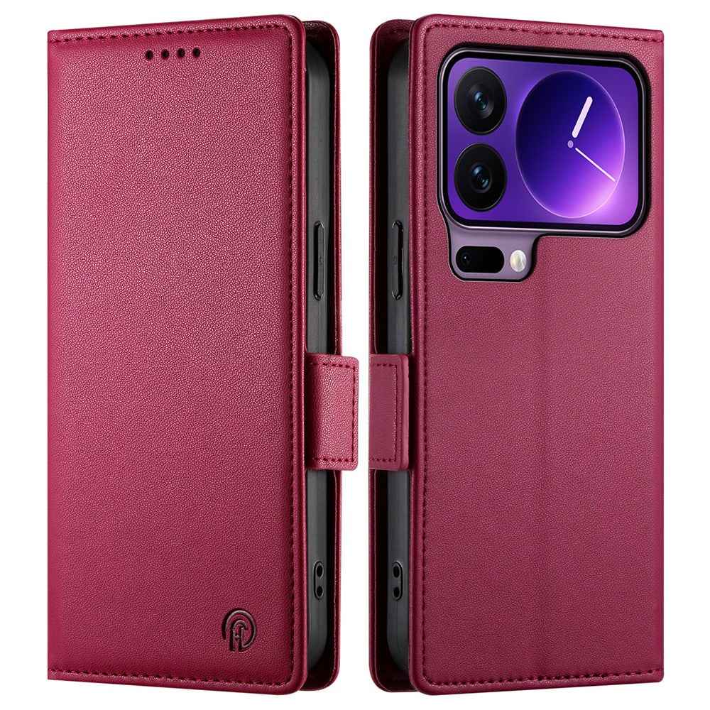 For Xiaomi 17 Pro Stand Case PU Leather Wallet Phone Cover - Wine Red