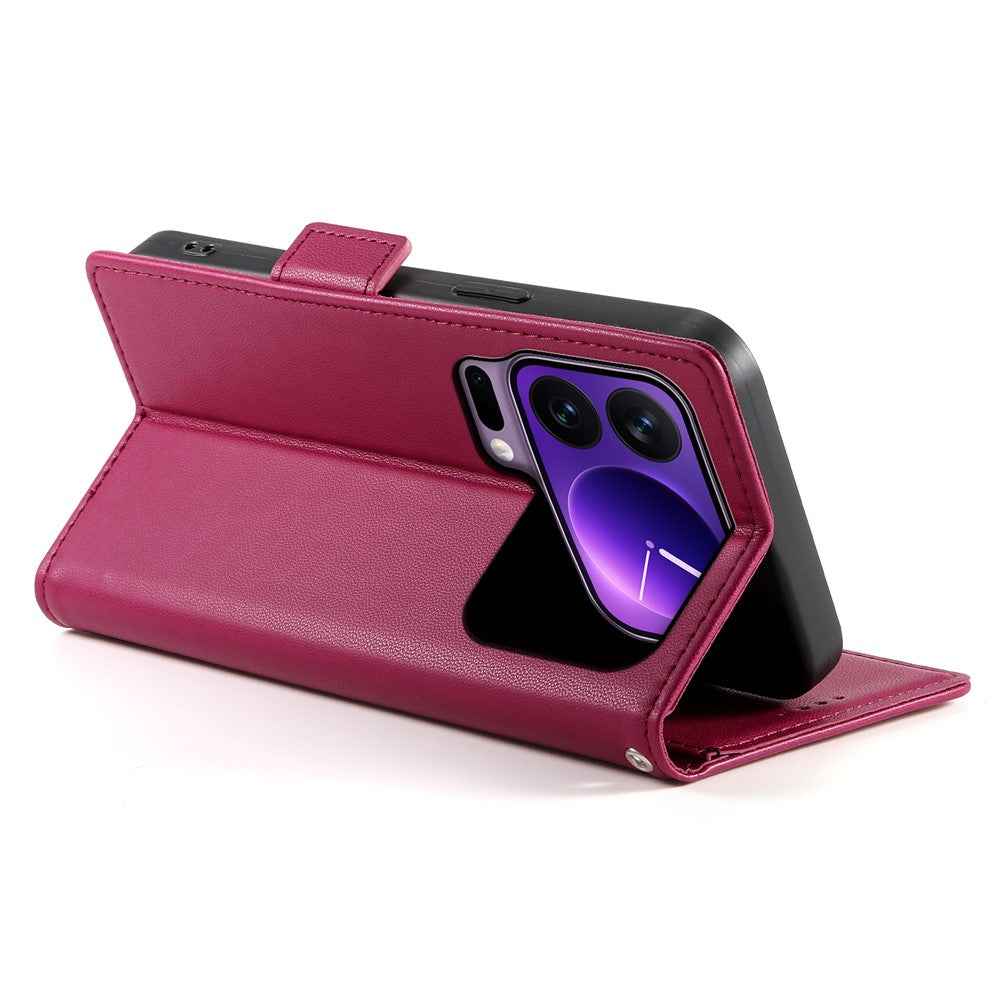 For Xiaomi 17 Pro Stand Case PU Leather Wallet Phone Cover - Wine Red