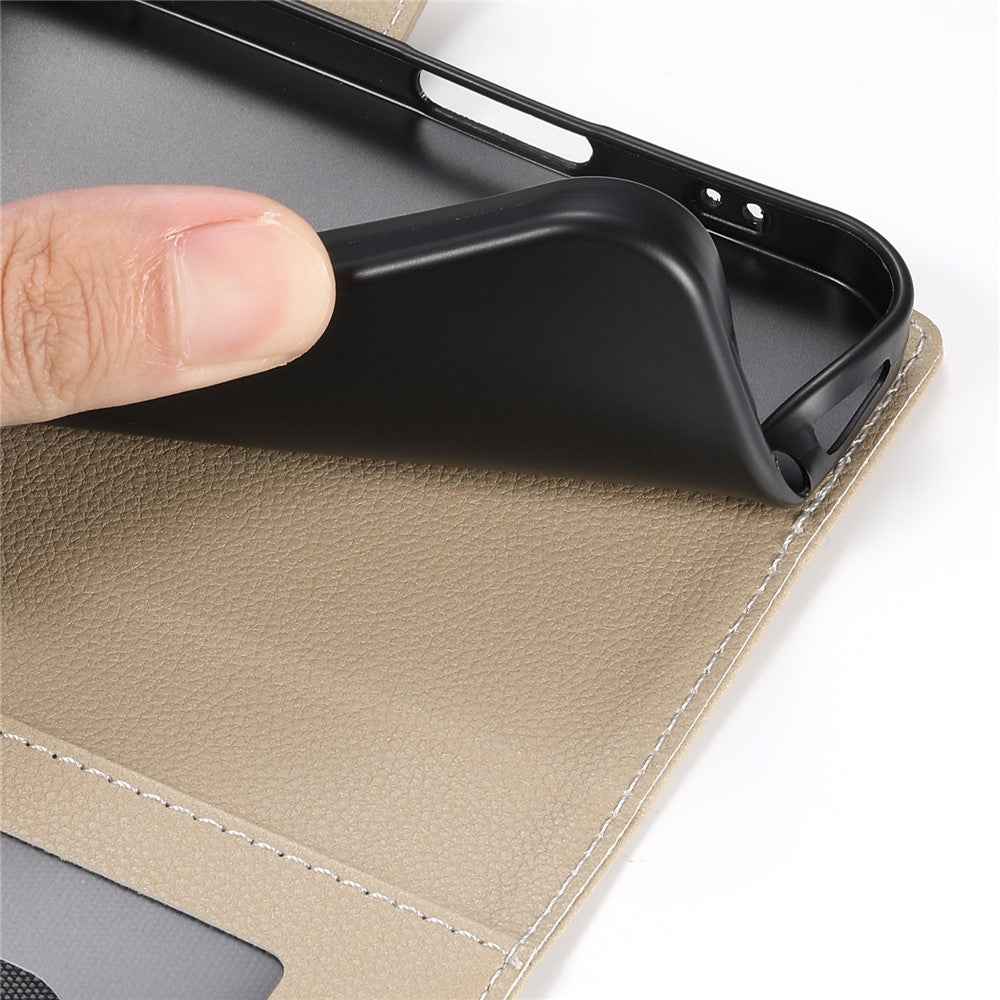 For Xiaomi 17 Pro Case Magnetic Snap Litchi Texture Leather Wallet Phone Cover with Wrist Strap - Apricot