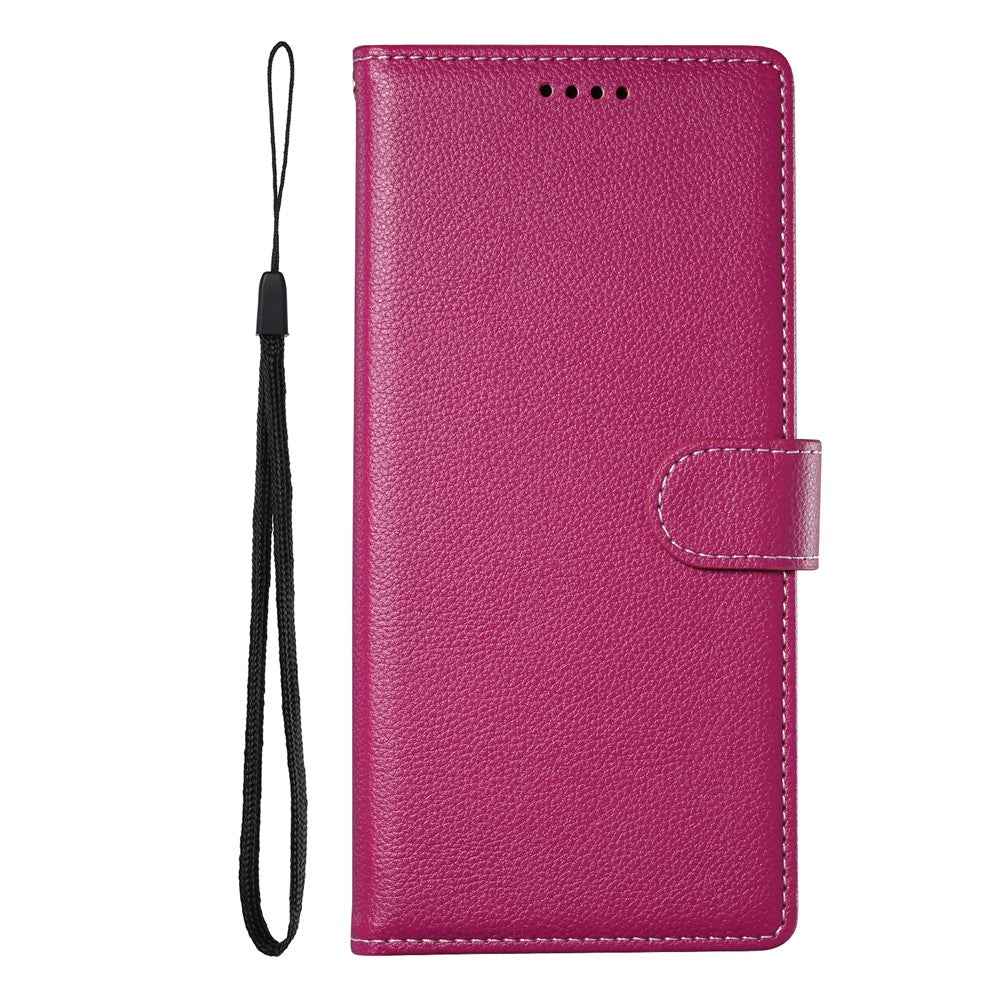 For Xiaomi 17 Pro Case Magnetic Snap Litchi Texture Leather Wallet Phone Cover with Wrist Strap - Rose