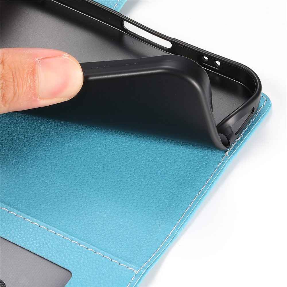 For Xiaomi 17 Pro Case Magnetic Snap Litchi Texture Leather Wallet Phone Cover with Wrist Strap - Sky Blue