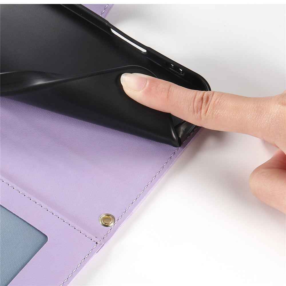 For Xiaomi 17 Pro Wallet Case Rhombus Stitching Stand Leather Phone Cover with Long  /  Short Strap - Purple