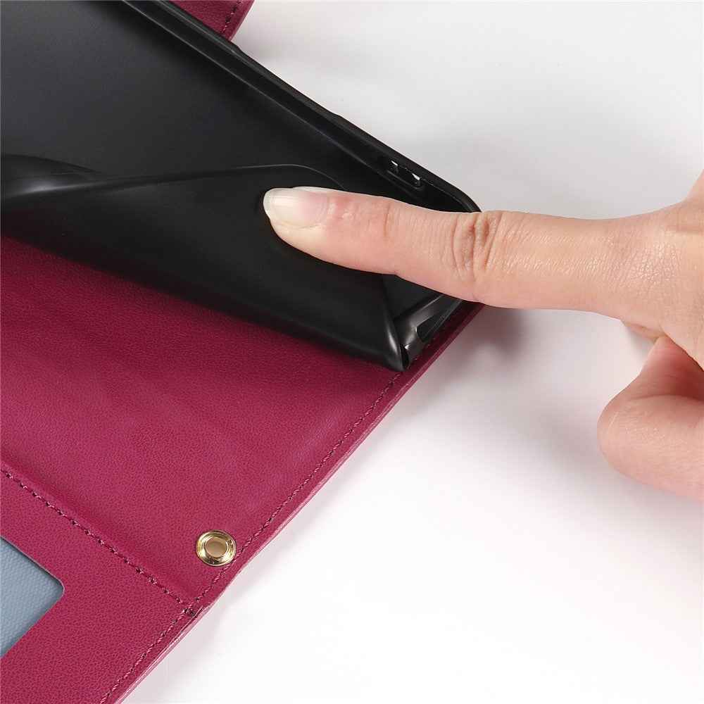 For Xiaomi 17 Pro Wallet Case Rhombus Stitching Stand Leather Phone Cover with Long  /  Short Strap - Red
