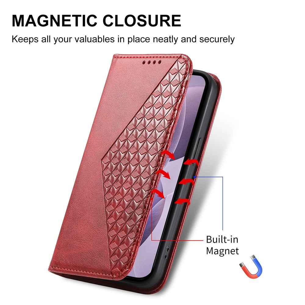 For Xiaomi 17 Pro Case Calf Texture PU Leather Wallet Phone Cover with Wrist Strap - Red