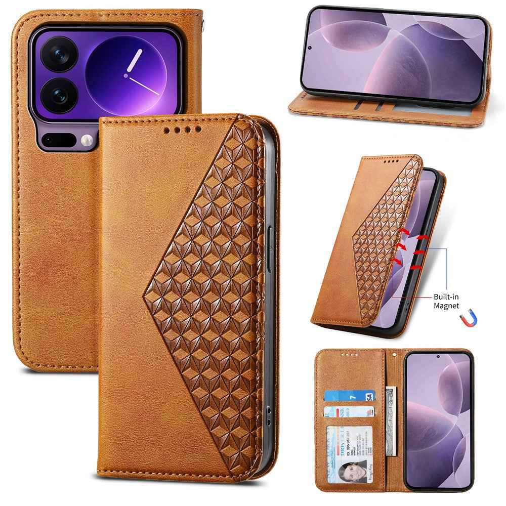 For Xiaomi 17 Pro Case Calf Texture PU Leather Wallet Phone Cover with Wrist Strap - Yellow