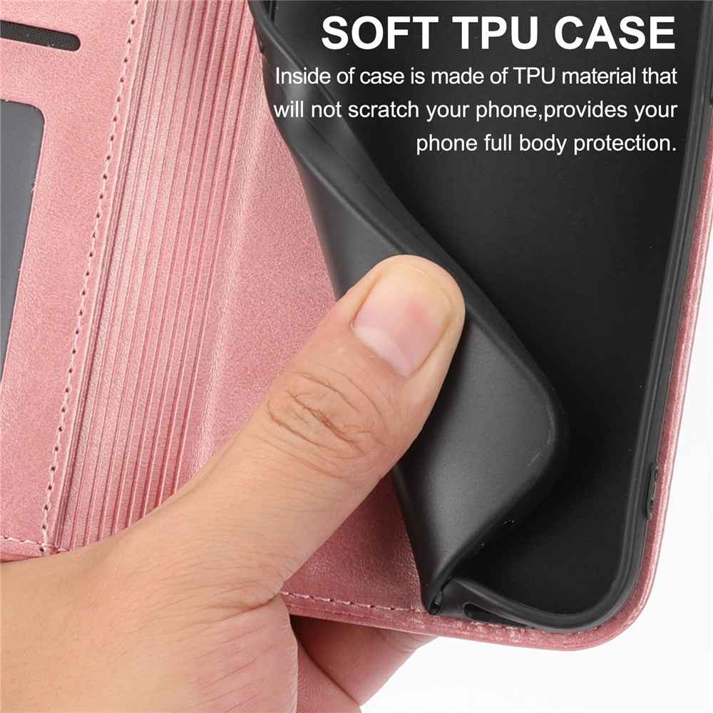 For Xiaomi 17 Pro Case Calf Texture PU Leather Wallet Phone Cover with Wrist Strap - Rose Gold