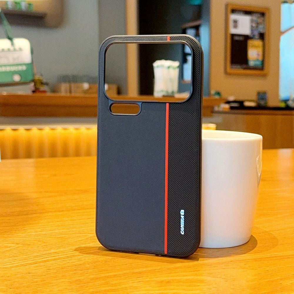For Xiaomi 17 Pro Max Case Splicing PC + PU Leather Phone Back Cover with Metal Lens Ring / Buttons - Black