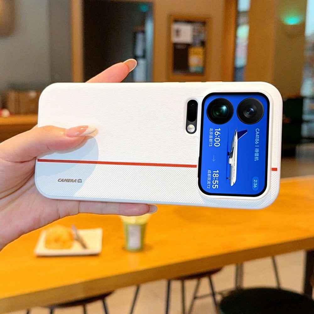 For Xiaomi 17 Pro Case Splicing PC + PU Leather Phone Back Cover with Metal Lens Ring / Buttons - White